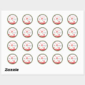 Rond Bébé Invitation ou Sticker de Faveur - Ladybug (Feuille)
