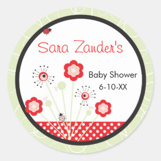 Rond Bébé Invitation ou Sticker de Faveur - Ladybug
