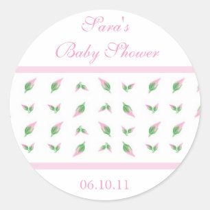 Rond Bébé Invitation ou Sticker de Faveur - Rosebud