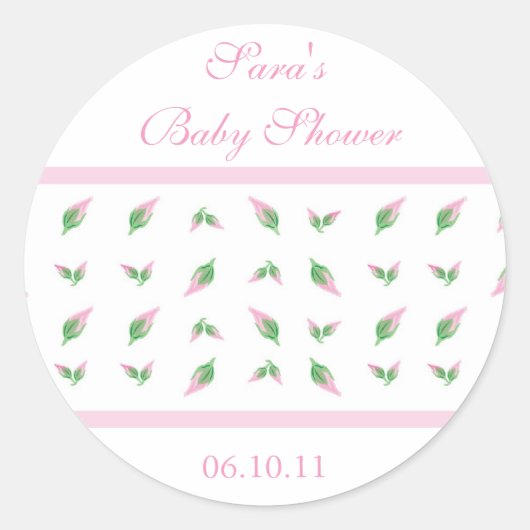 Rond Bébé Invitation ou Sticker de Faveur - Rosebud (Devant)