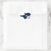 Rond Bébé joli caricature Sticker Orca (Sac)