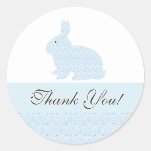 Rond Bébé lapin lapin Baby shower Sticker Merci (Devant)