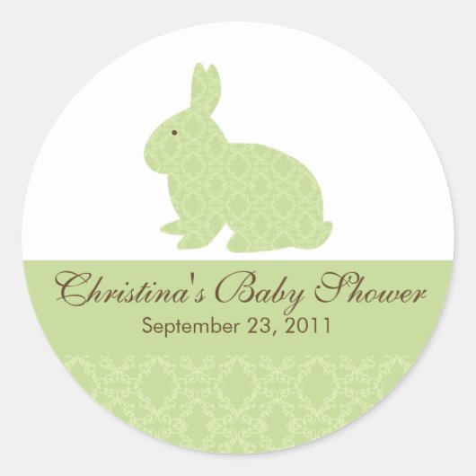 Rond Bébé Lapin Lapin Bébé Douche Bébé Sticker Neutre (Devant)