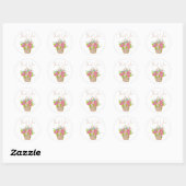 Rond Bébé Merci rose floral sticker (Feuille)
