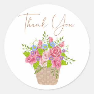 Rond Bébé Merci rose floral sticker