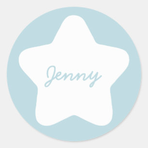 Rond Bébé mignon Blue Star Nom personnalisé Sticker