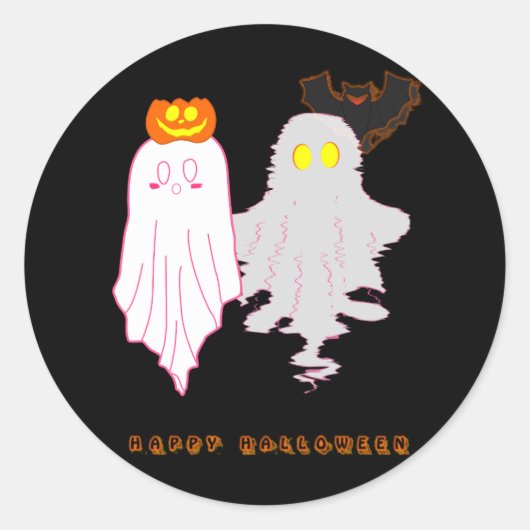 Rond Bébé mignon Fantômes Halloween Sticker (Devant)