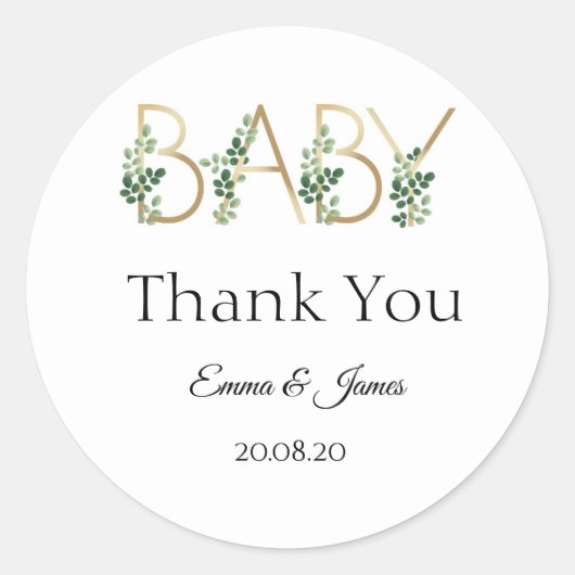 Rond Bébé mignon Slogan Baby shower Merci Sticker (Devant)