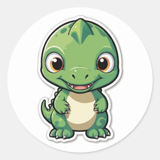 Rond Bébé mignon Sticker Dinosaur (Devant)