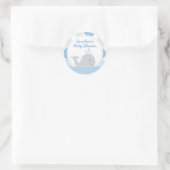 Rond Bébé Mod Whale Bébé Douche Bleu et gris Sticker (Sac)