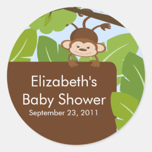 Rond Bébé Monkey Jungle Baby shower Safari Sticker