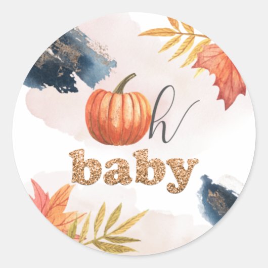 Rond Bébé Petit Citrouille Sticker Baby shower (Devant)