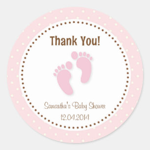 Rond Bébé pieds Baby shower Sticker Pastel rose
