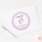 Rond Bébé pieds Baby shower Sticker pourpre (Enveloppe)