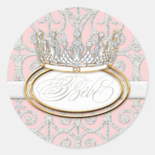 Rond Bébé Princess Crown, Sticker Baby shower fille