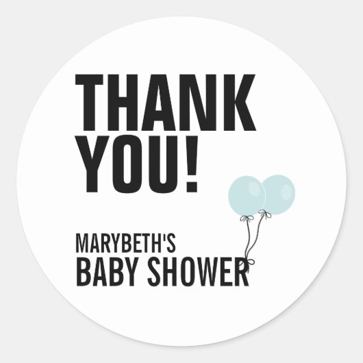 Rond Bébé Sticker Baby shower Bleu Simple (Devant)