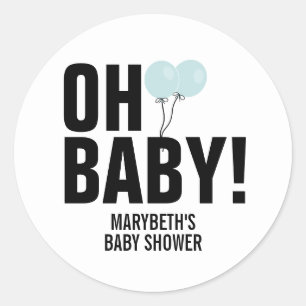 Rond Bébé Sticker Baby shower Bleu Simple