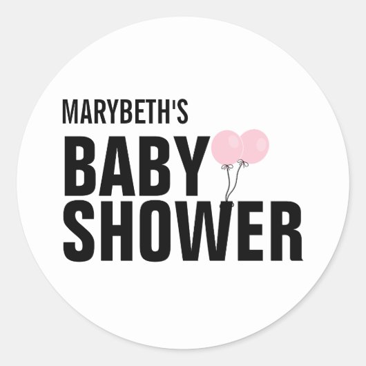 Rond Bébé Sticker Baby shower simple rose (Devant)