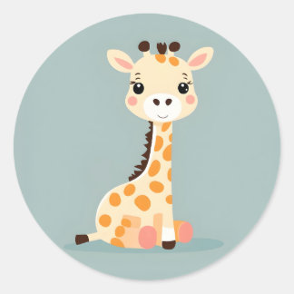 Rond Bébé Sticker Giraffe