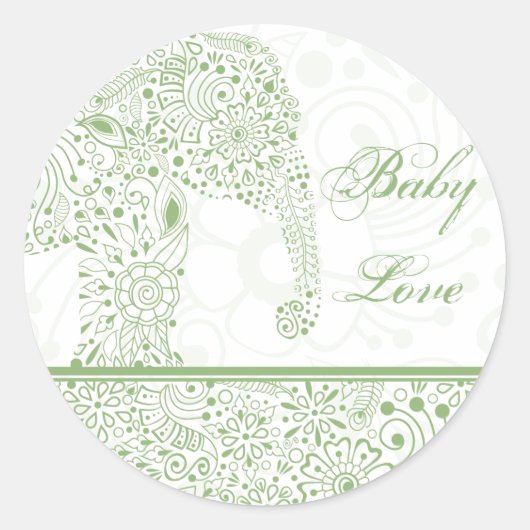 Rond Bébé vert amour éléphant Sticker (Devant)