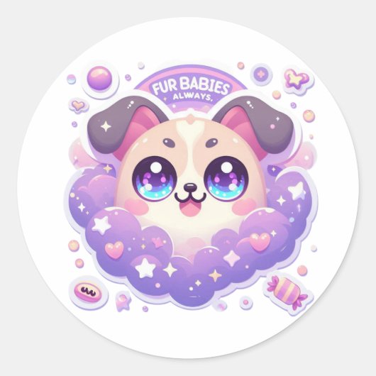Rond Bébés de fourrure toujours mignon Kawaii Sticker d (Devant)