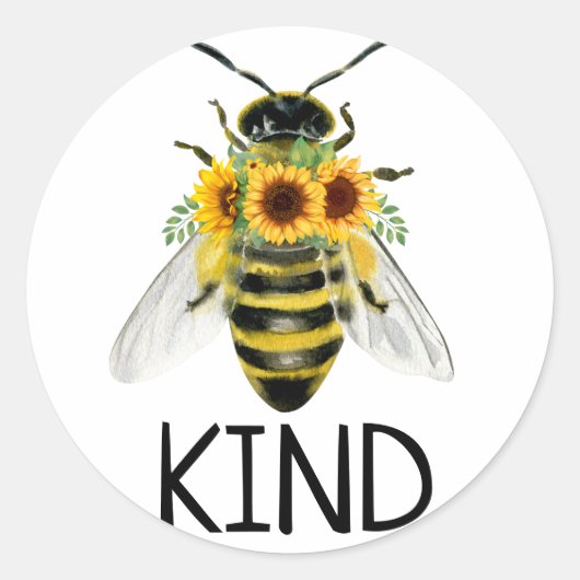 Rond Bee Be Kind Peint Tournesol Sticker (Devant)