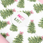 Rond Belle Liste Pink & Green Christmas Fun Sticker Ron<br><div class="desc">Cet autocollant rond "Nice Liste" est l'ajout parfait à votre processus d'emballage cadeau lui donnant un accent drôle et en choisissant quel récepteur-cadeau a été vilain ou gentil. Il fera en fin de compte de votre expérience cadeau très délicieux et amusant. Vous pouvez également trouver l'autocollant "Naughty List" sur ma...</div>