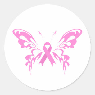 Rond Beurre-papillon rose Cancer du sein Sticker