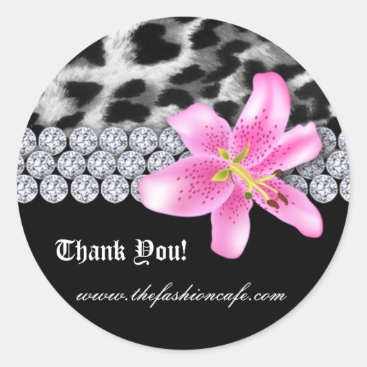 Rond Bijoux Leopard Sticker Lily Flower Merci (Devant)