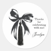 Rond Black Bow Coquette Graduation Party Favor Sticker (Devant)