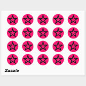 Rond Black Star on Pink - Sticker (Feuille)