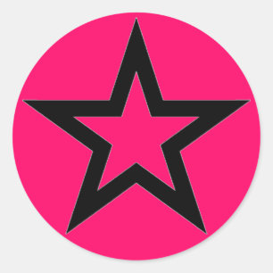 Rond Black Star on Pink - Sticker
