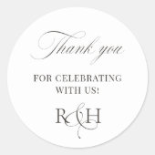 Rond Black & White Thank You Wedding Favor Sticker (Devant)