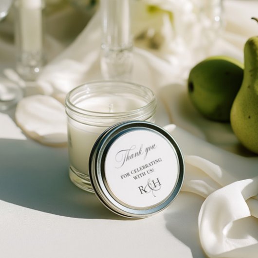 Rond Black & White Thank You Wedding Favor Sticker