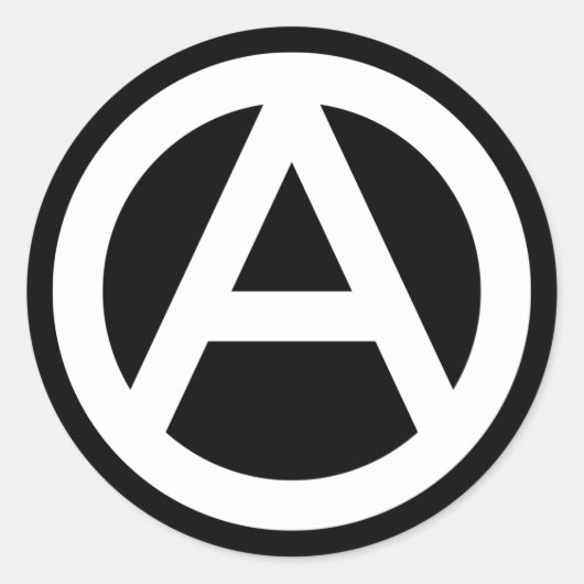 Rond BLANC Anarchie symbole Classic Round Sticker (Devant)