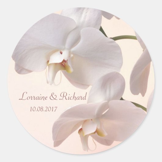 Rond Blanc - Sticker Mariage orchidées crème (Devant)