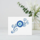 rond blauw boezem briefkaart (Staand voorkant)