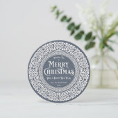 Rond  Blauw + Wit Keltisch Feestdagenkaart (Staand voorkant)