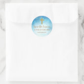 Rond Bleu Aquarelle Gold Cross Christening sticker (Sac)