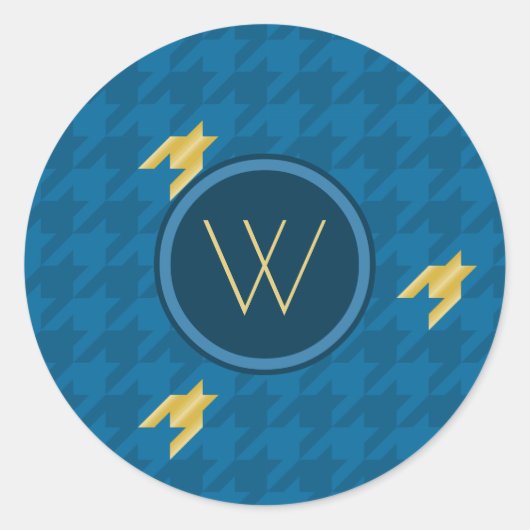 Rond Bleu avec Sticker en pied de cheminée or (Devant)