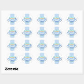 Rond Bleu blanc Teacup blanc Sticker bleu (Feuille)