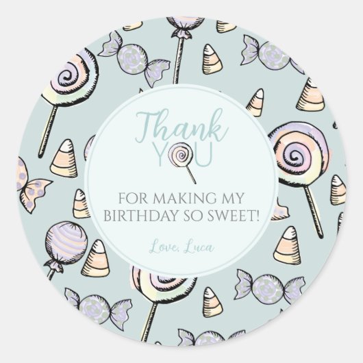 Rond Bleu bonbon 1er Sticker d'anniversaire (Devant)