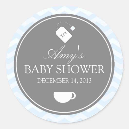 Rond Bleu Chevron High Tea Baby shower Sticker (Devant)