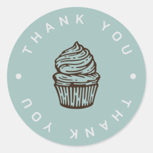 Rond Bleu Cupcake Logo Boulangerie Merci Sticker