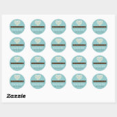 Rond Bleu doux Petits Coeurs Mariage Faveur Sticker (Feuille)