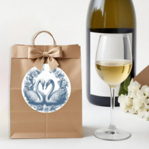 Rond Bleu Dusty Swan Wedding Favor Sticker