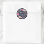 Rond Bleu et rose fleuri Wreath Wedding Favor Sticker (Sac)
