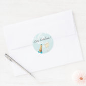 Rond Bleu "Fêtons !" Sticker Champagne (Enveloppe)