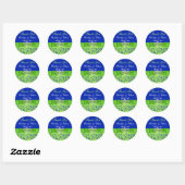 Rond Bleu, Flore verte, Coeurs Mariage Favor Sticker (Feuille)