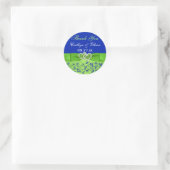 Rond Bleu, Flore verte, Coeurs Mariage Favor Sticker (Sac)